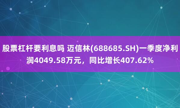 股票杠杆要利息吗 迈信林(688685.SH)一季度净利润4049.58万元，同比增长407.62%